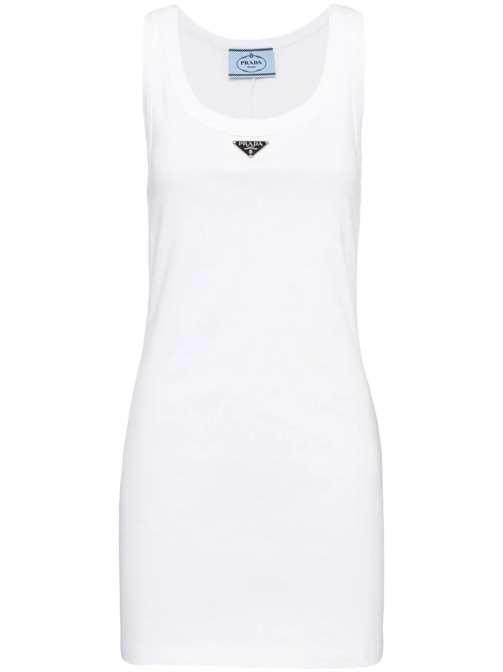 Prada Logo Plaque Ribbed Knit Minidress