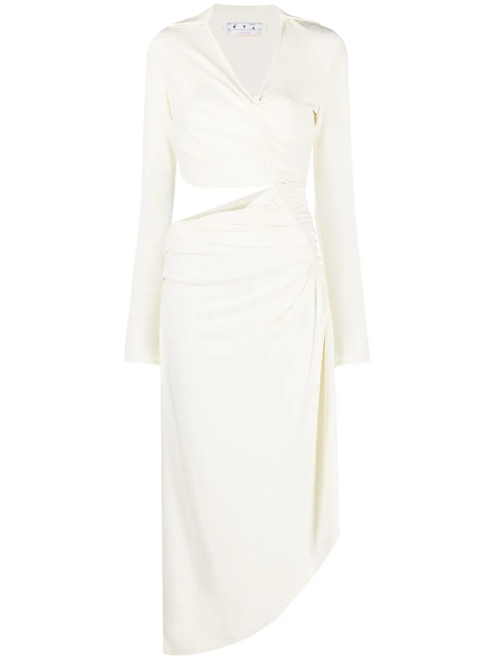 Off White Vi Crepe Draped Midi Dress