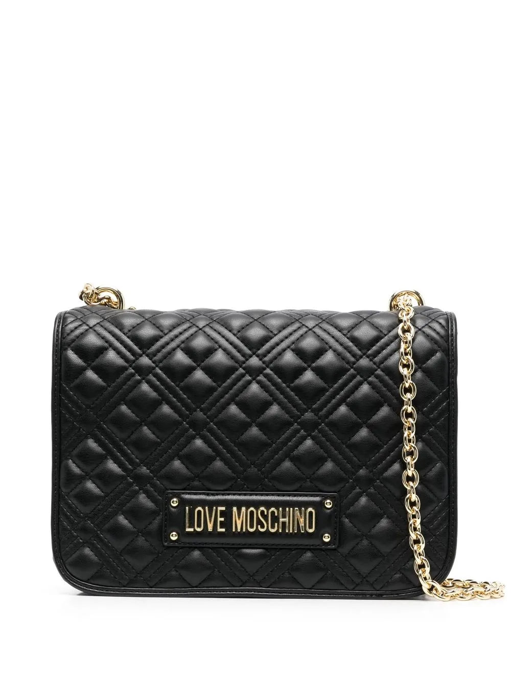 Love Moschino Logo Plaque Quilted Shoulder Bag
