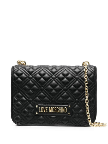 Love Moschino Logo Plaque Quilted Shoulder Bag