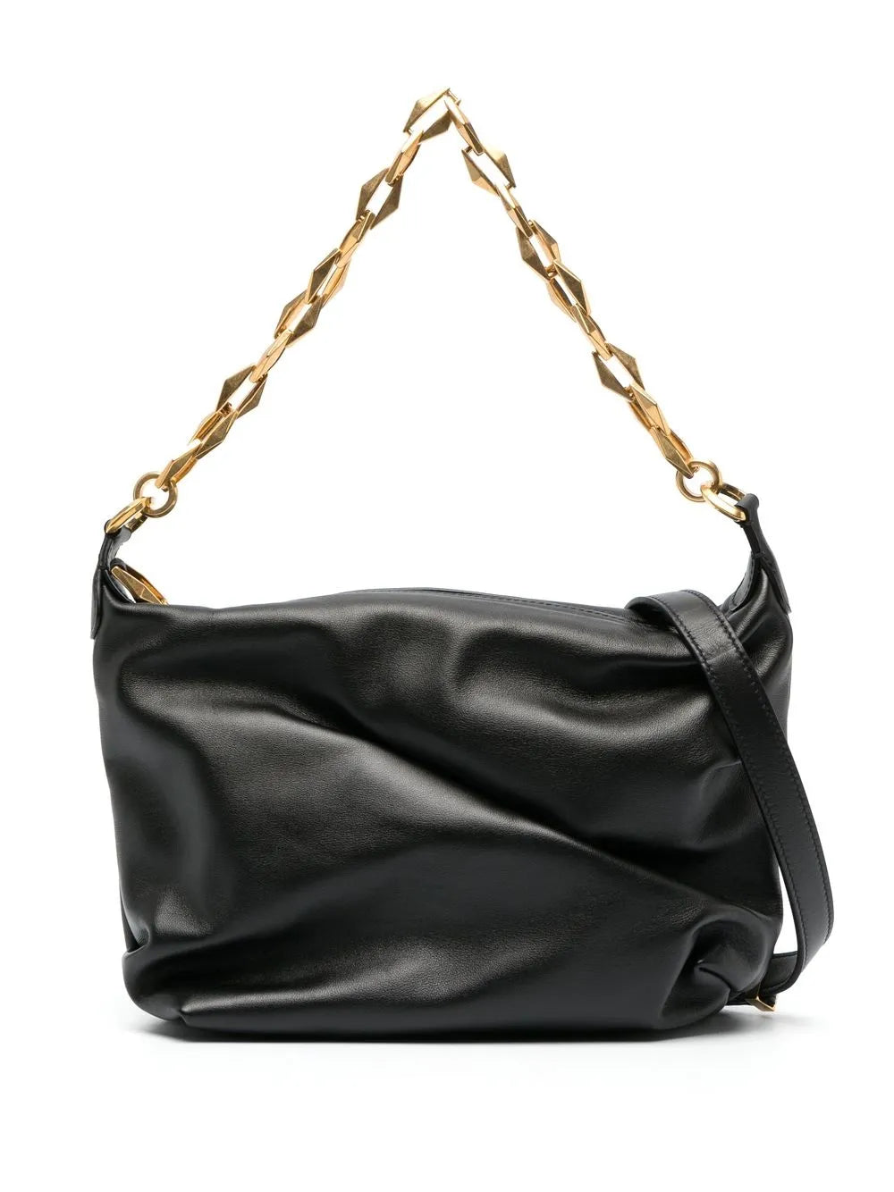 Jimmy Choo Diamond Zip Up Leather Shoulder Bag