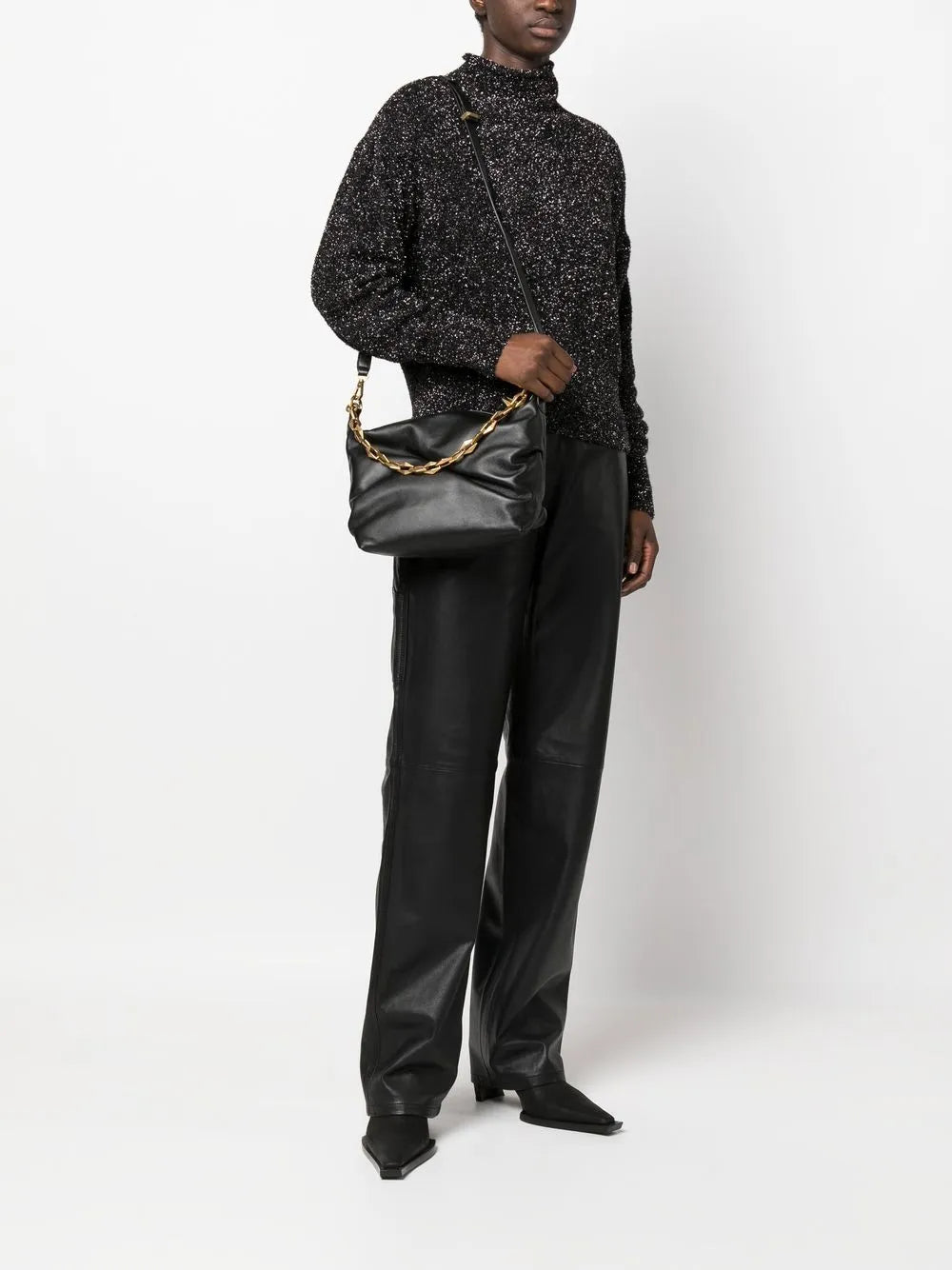 Jimmy Choo Diamond Zip Up Leather Shoulder Bag