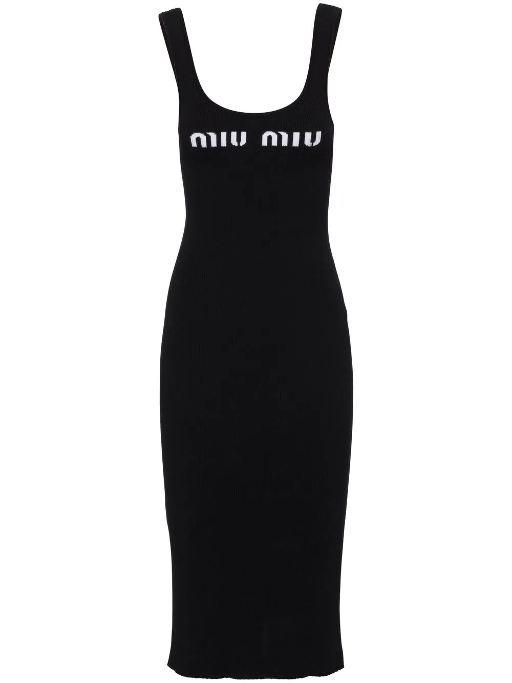 Miu Miu Logo Print Open Back Dress