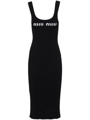Miu Miu Logo Print Open Back Dress