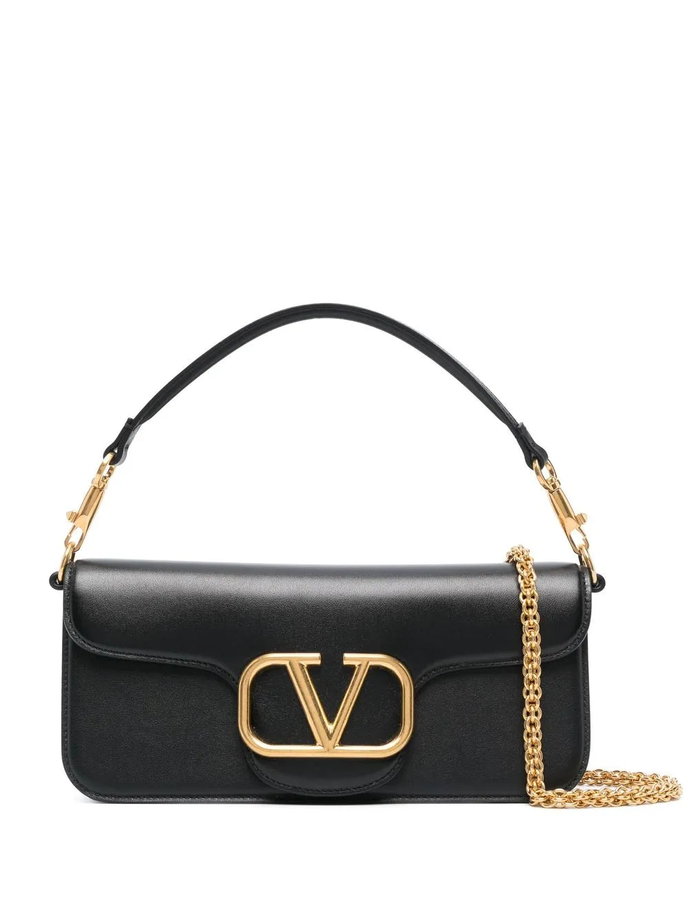 Valentino Garavani Logo Plaque Leather Shoulder Bag