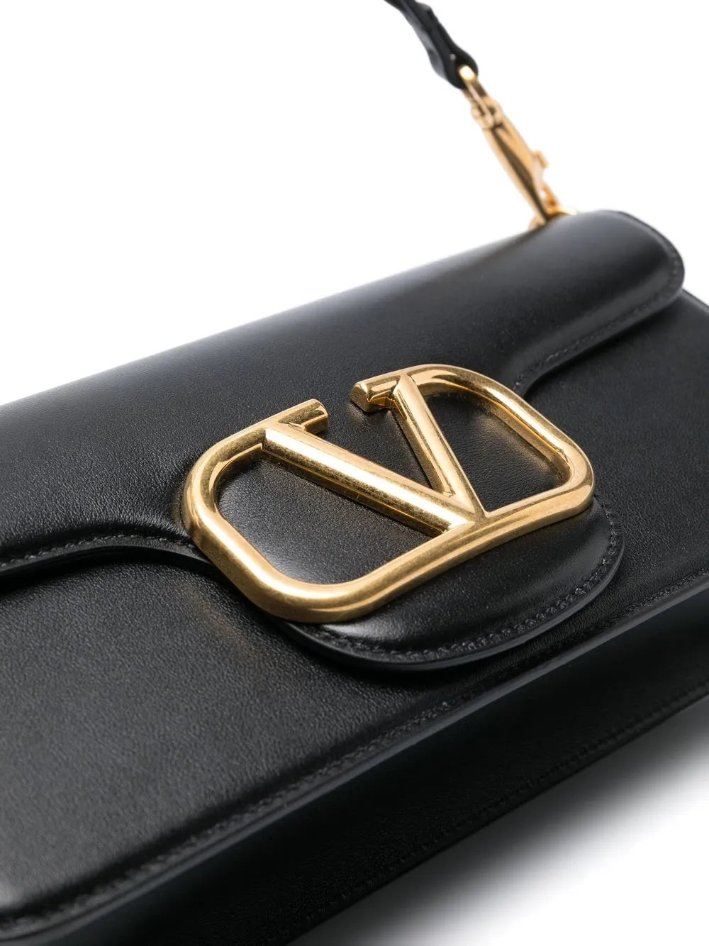 Valentino Garavani Logo Plaque Leather Shoulder Bag