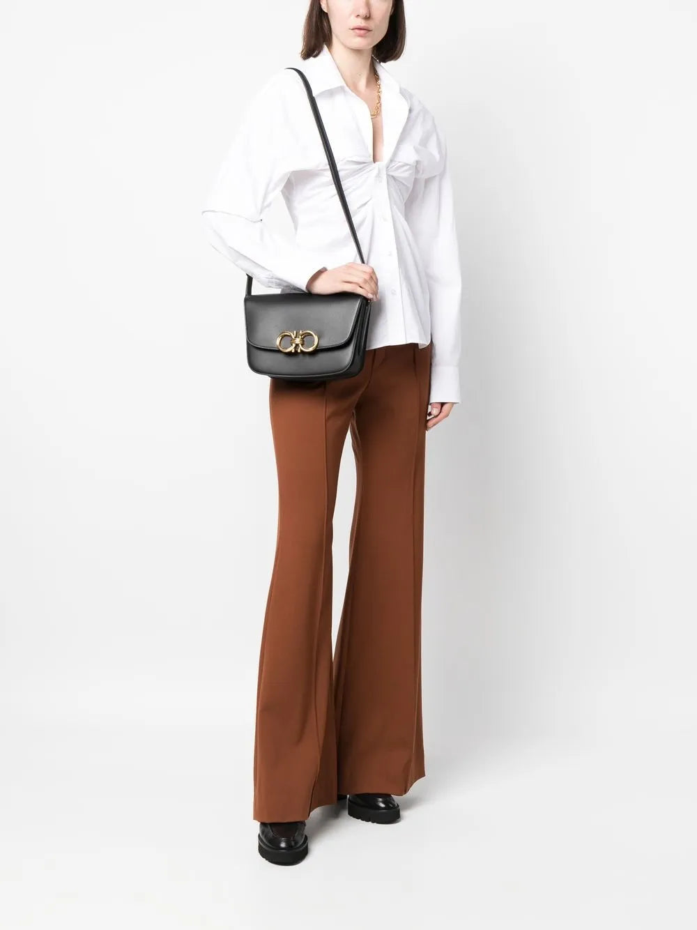 Ferragamo Gancini Leather Shoulder Bag