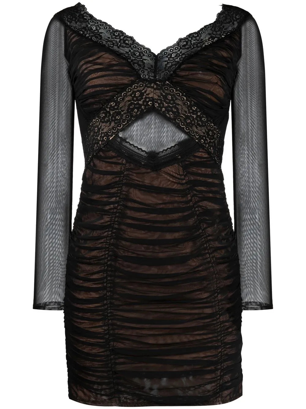 Self Portrait Lace Trim Mesh Mini Dress