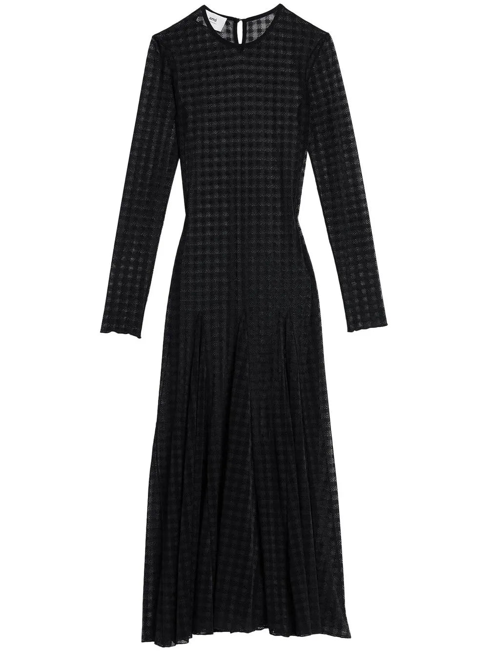 Ami Paris Checked Semi Sheer Midi Dress