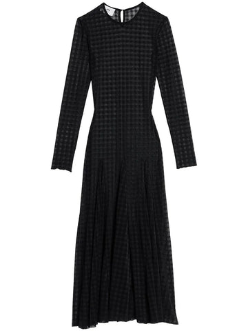 Ami Paris Checked Semi Sheer Midi Dress