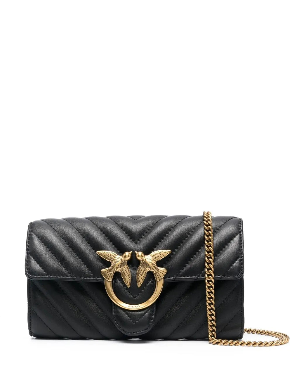 Pinko Logo Plaque Matelasse Shoulder Bag