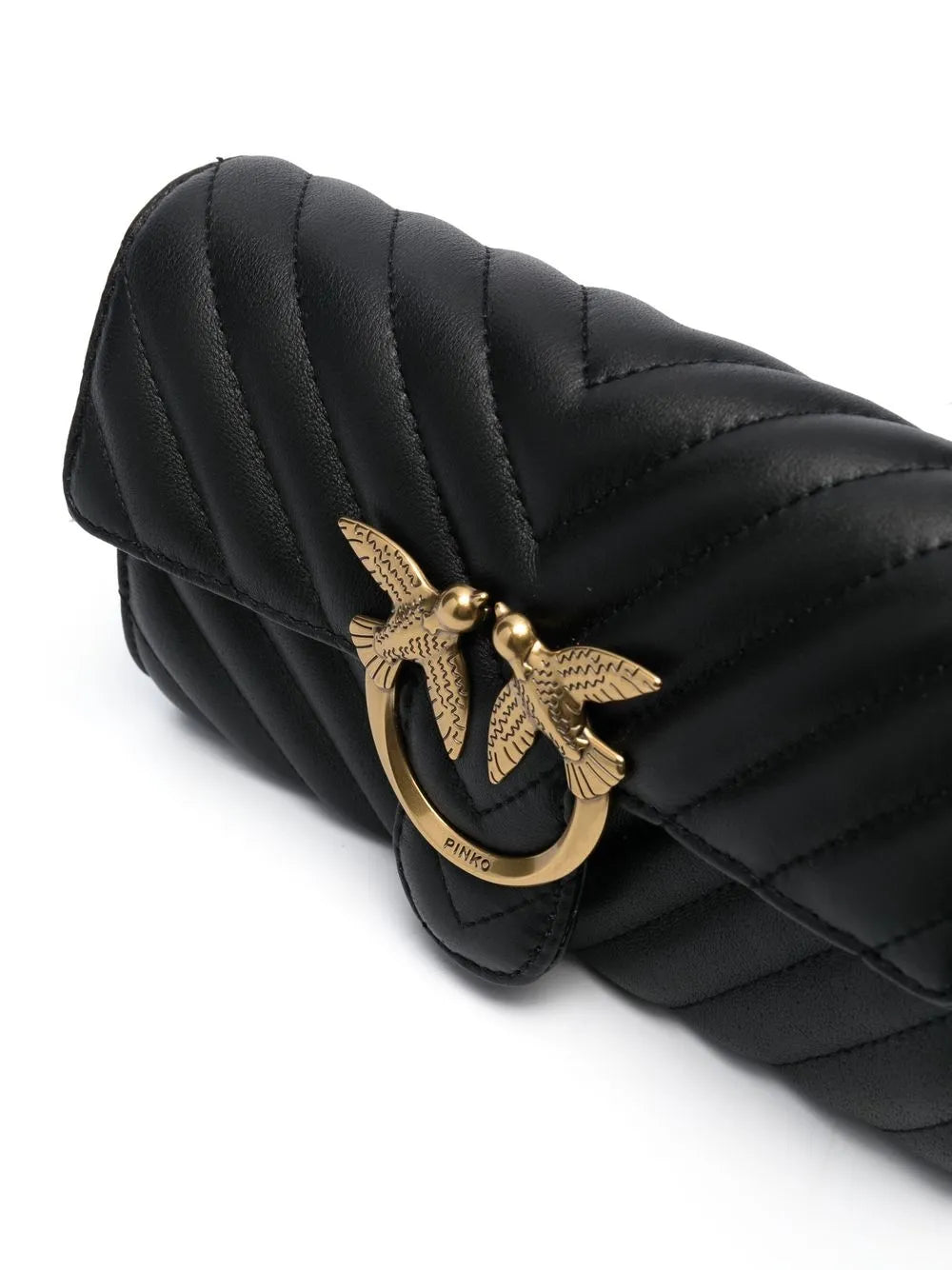 Pinko Logo Plaque Matelasse Shoulder Bag