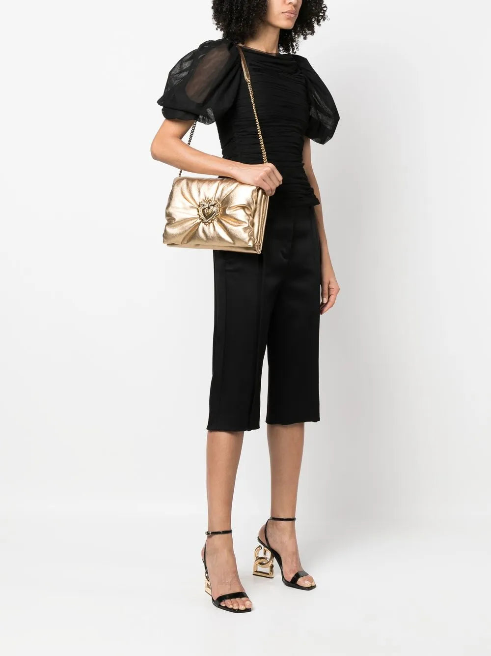 Dolce Gabbana Medium Devotion Soft Foiled Clutch