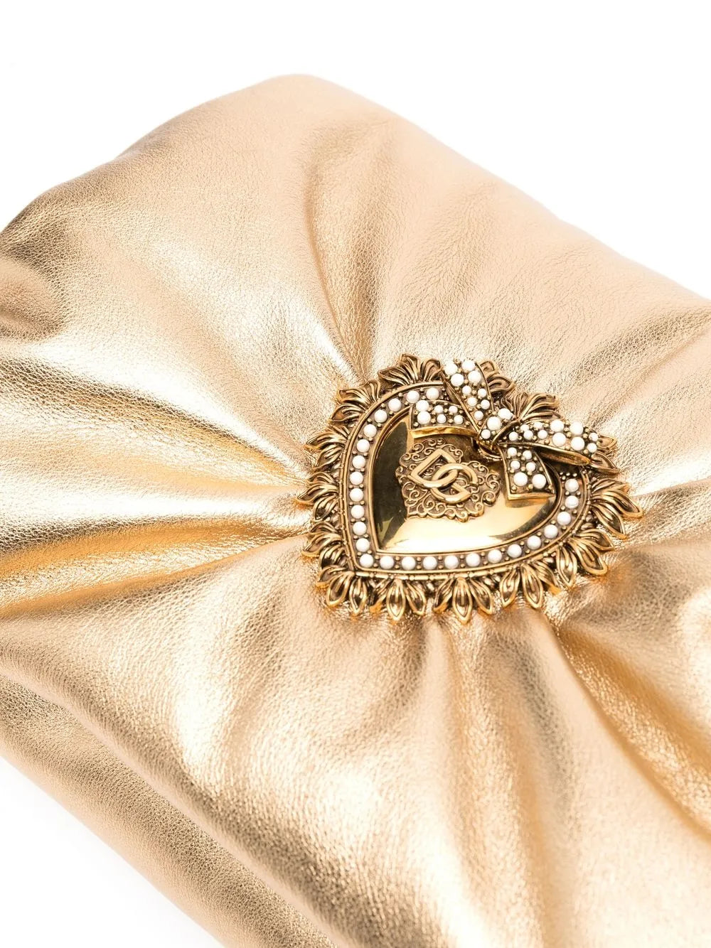 Dolce Gabbana Medium Devotion Soft Foiled Clutch