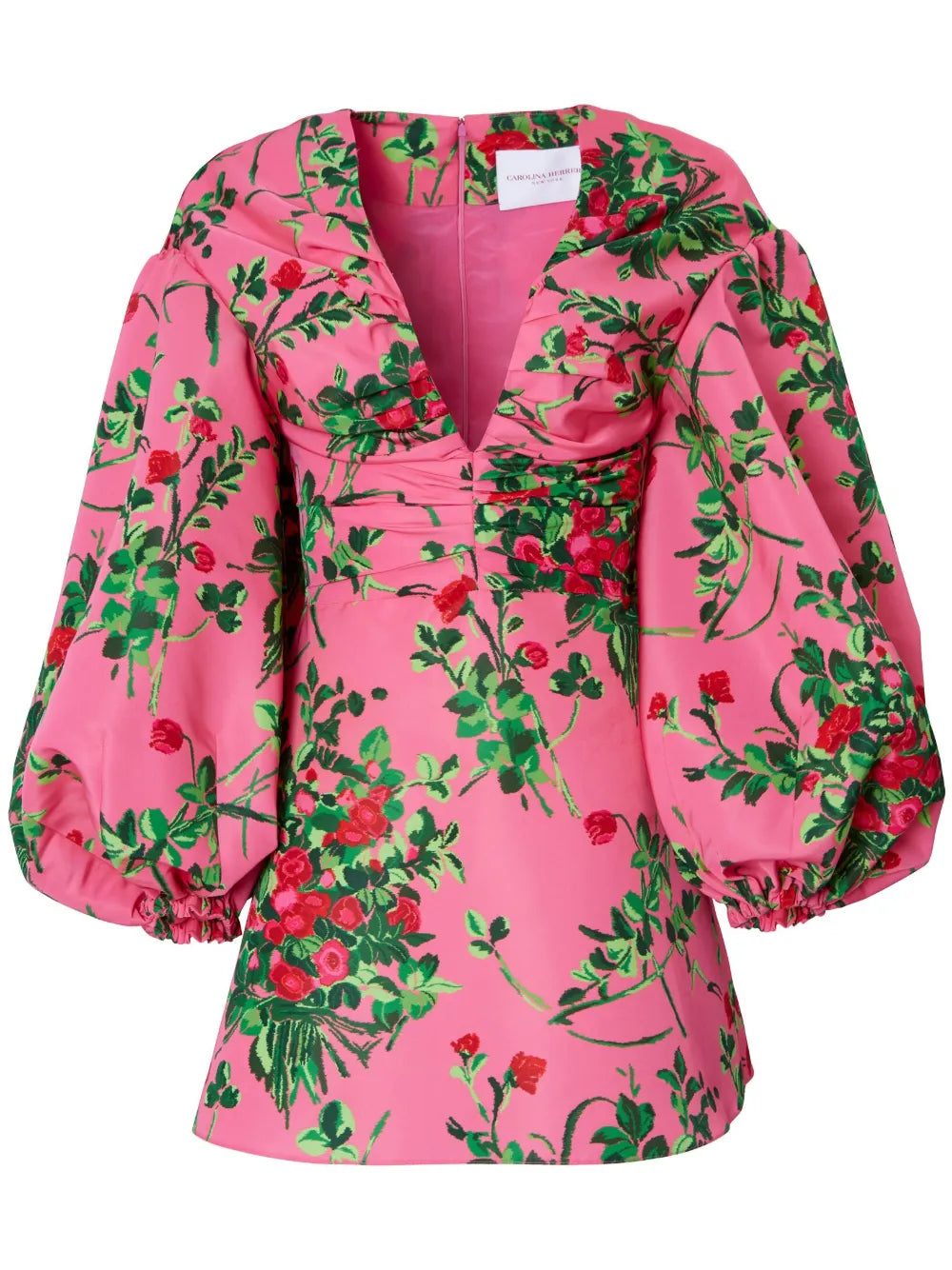Carolina Herrera Floral Print V Neck Dress