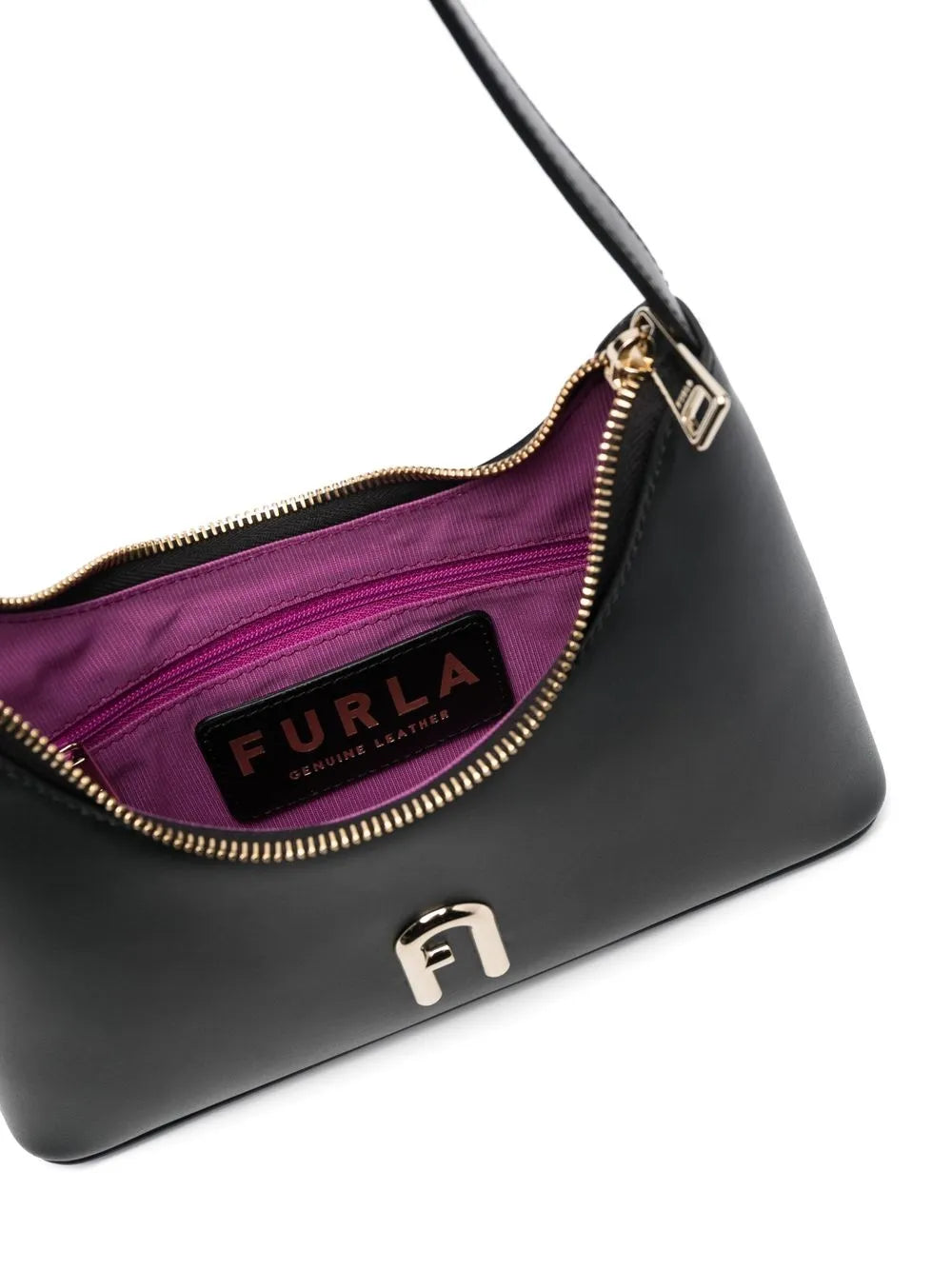 Furla Logo Plaque Leather Shoulder Bag