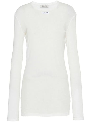 Miu Miu Logo Patch Ribbed Jersey Dress