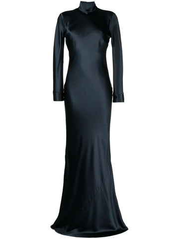 Michelle Mason Open Back Long Sleeve Gown Dress