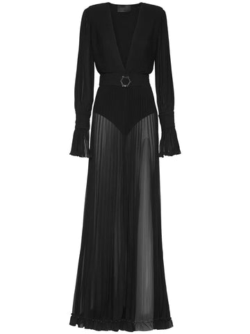 Philipp Plein Fully Pleated Semi Sheer Dress