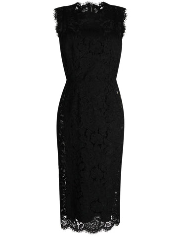 Dolce Gabbana Lace Overlay Fitted Sleeveless Dress