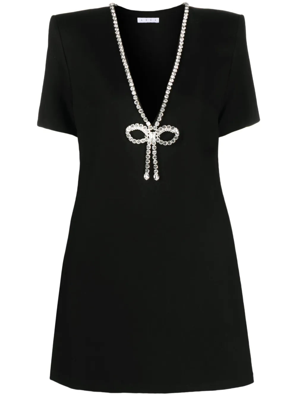 Area Crystal Embellished V Neck Mini Dress