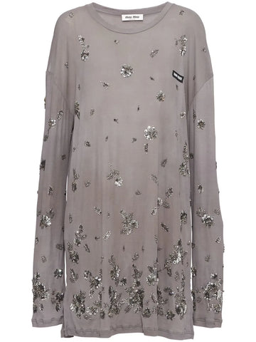 Miu Miu Sequin Embellished Jersey Dress