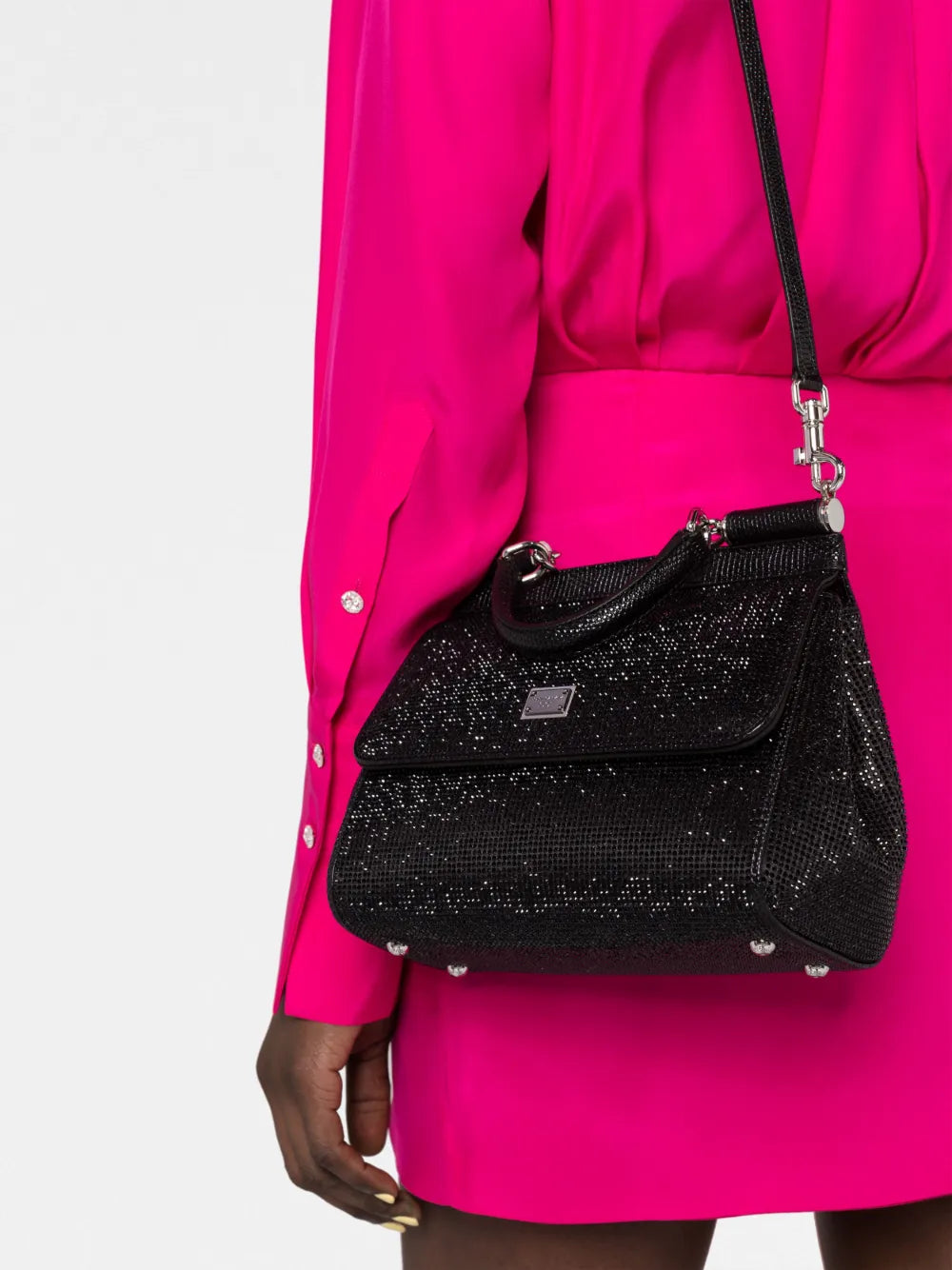 Dolce Gabbana Small Sicily Rhinestone Shoulder Bag