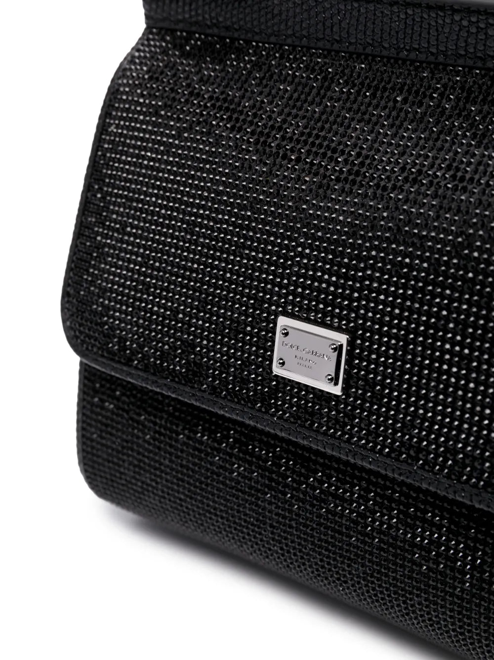 Dolce Gabbana Small Sicily Rhinestone Shoulder Bag
