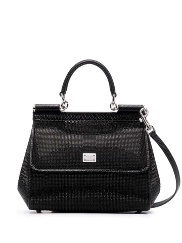 Dolce Gabbana Small Sicily Rhinestone Shoulder Bag