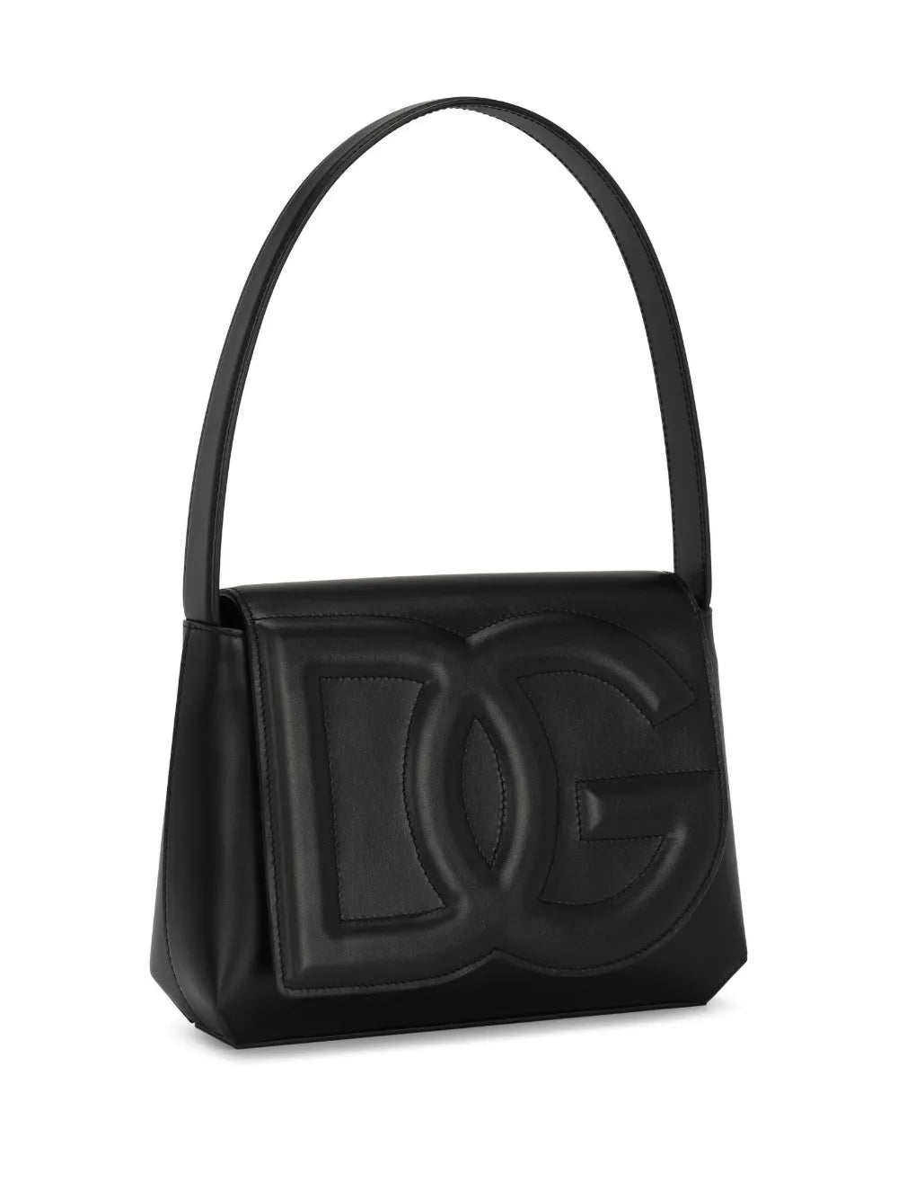 Dolce Gabbana Logo Embossed Leather Shoulder Bag