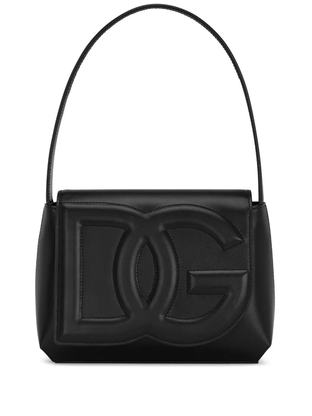 Dolce Gabbana Logo Embossed Leather Shoulder Bag