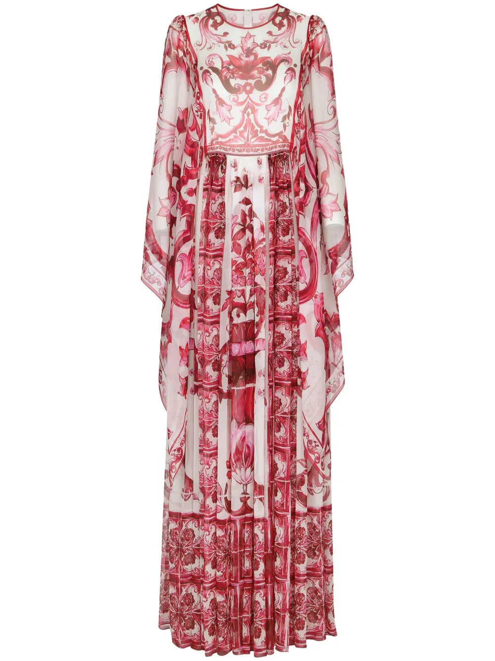 Dolce Gabbana Majolica Print Silk Maxi Dress