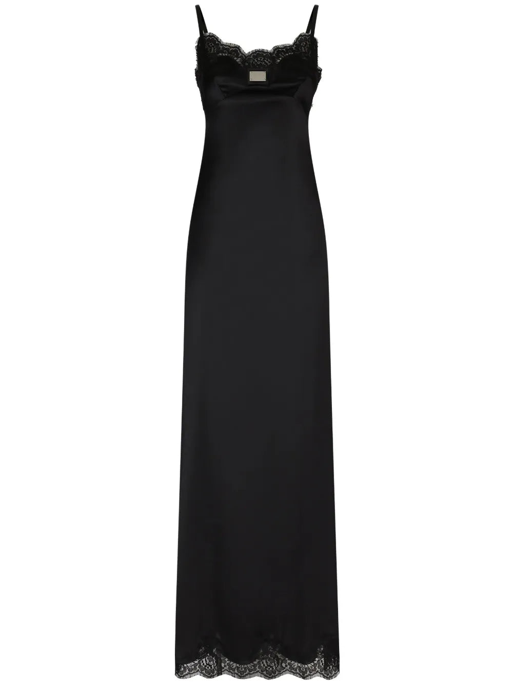 Dolce Gabbana Lace Trimmed Satin Gown