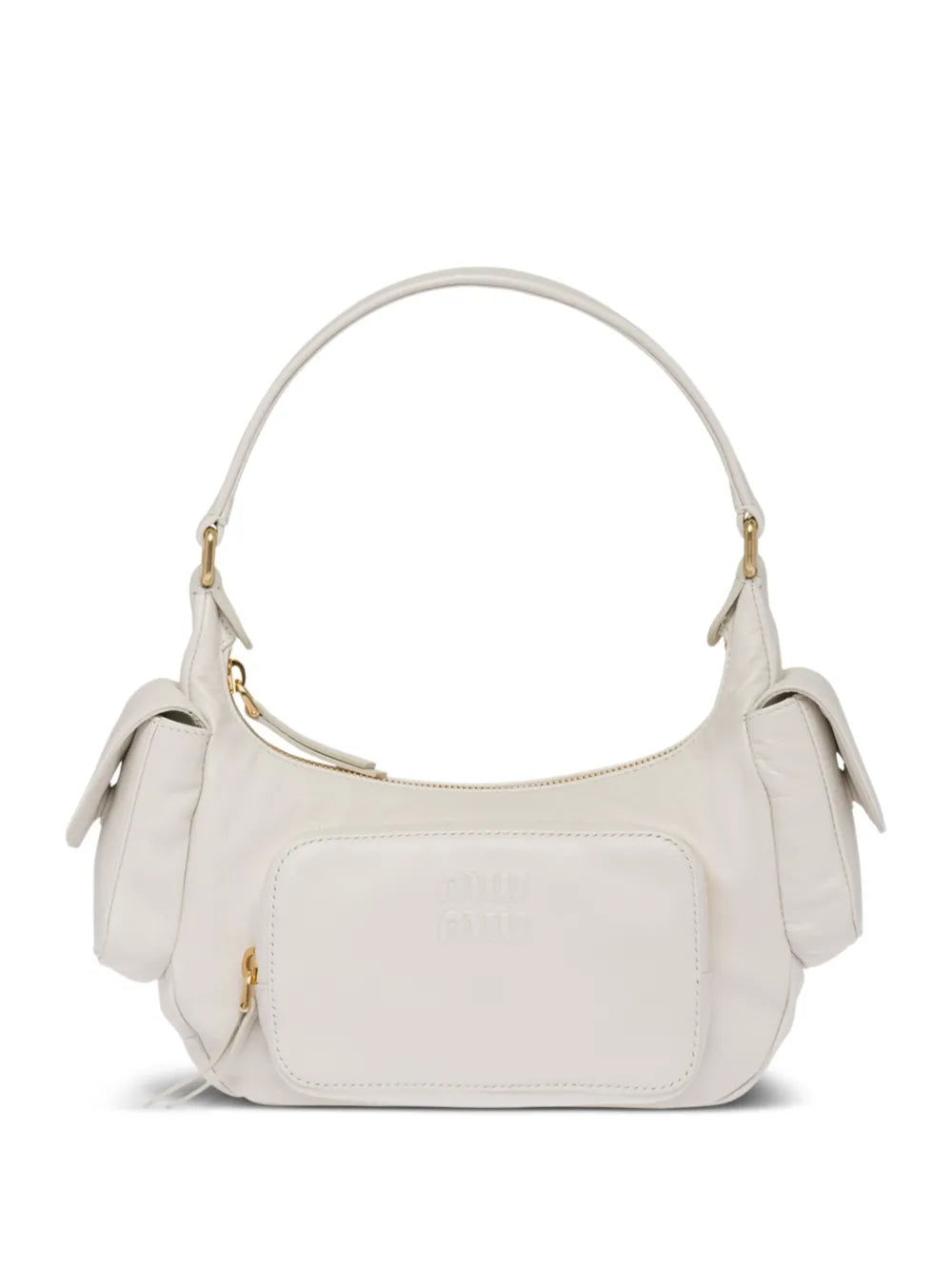 Miu Miu Logo Embossed Leather Shoulder Bag