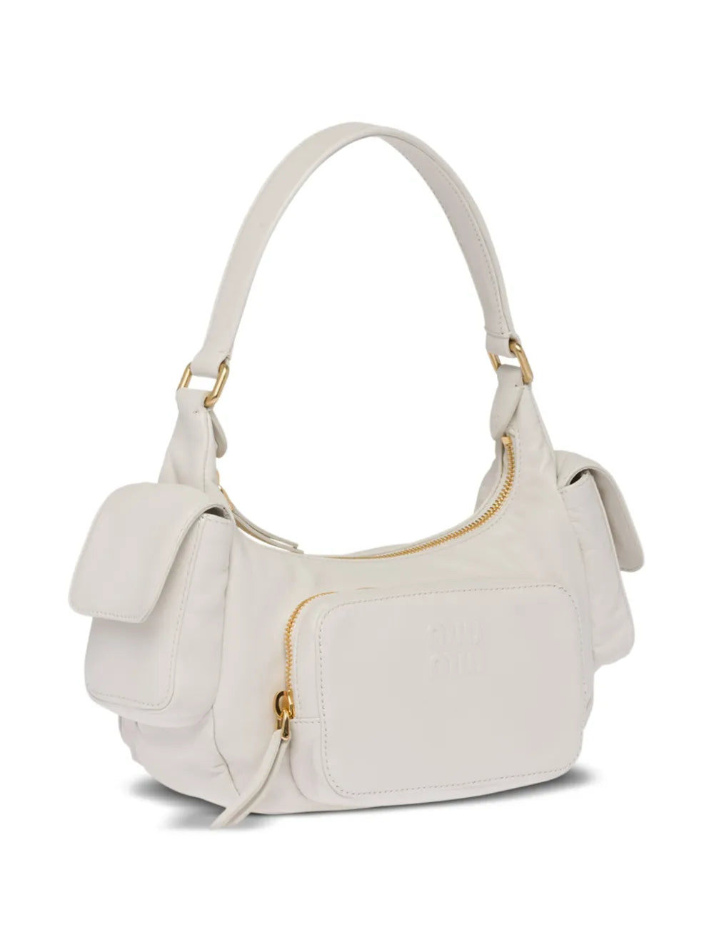 Miu Miu Logo Embossed Leather Shoulder Bag