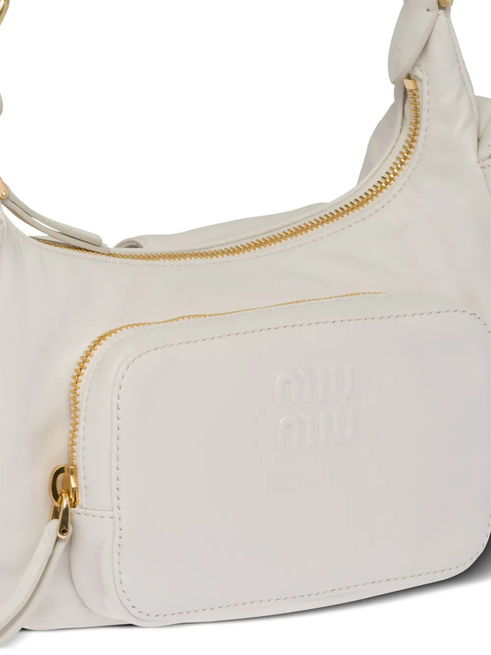 Miu Miu Logo Embossed Leather Shoulder Bag