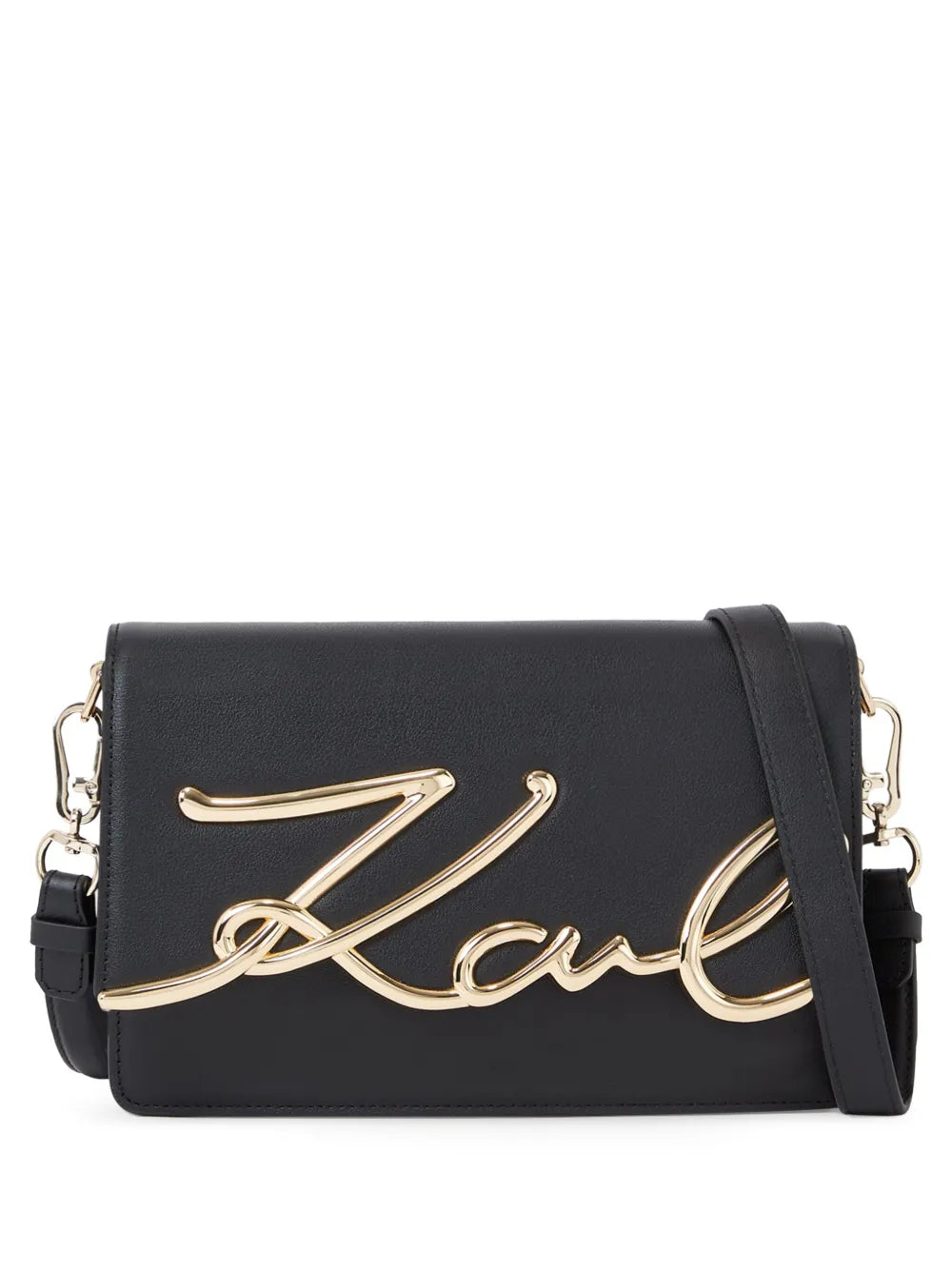 Karl Lagerfeld Medium Signature Leather Shoulder Bag