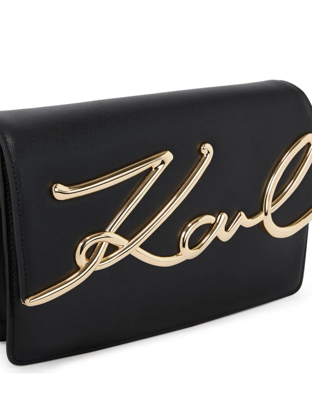 Karl Lagerfeld Medium Signature Leather Shoulder Bag