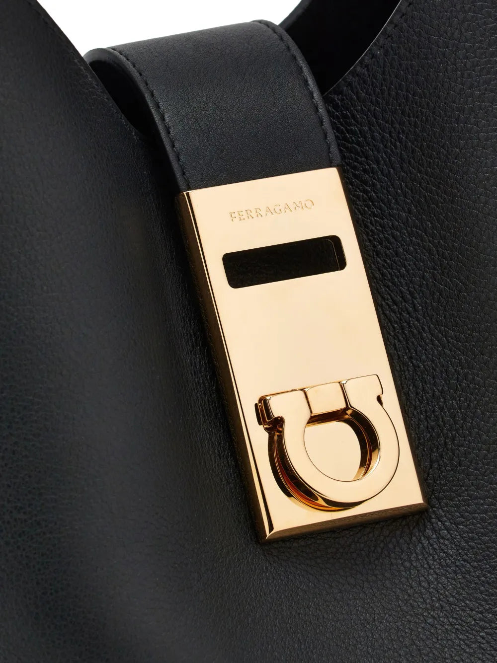Ferragamo Medium Gancini Buckle Leather Hobo Bag
