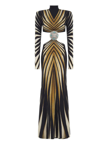 Roberto Cavalli Ray Of Gold Print Gown