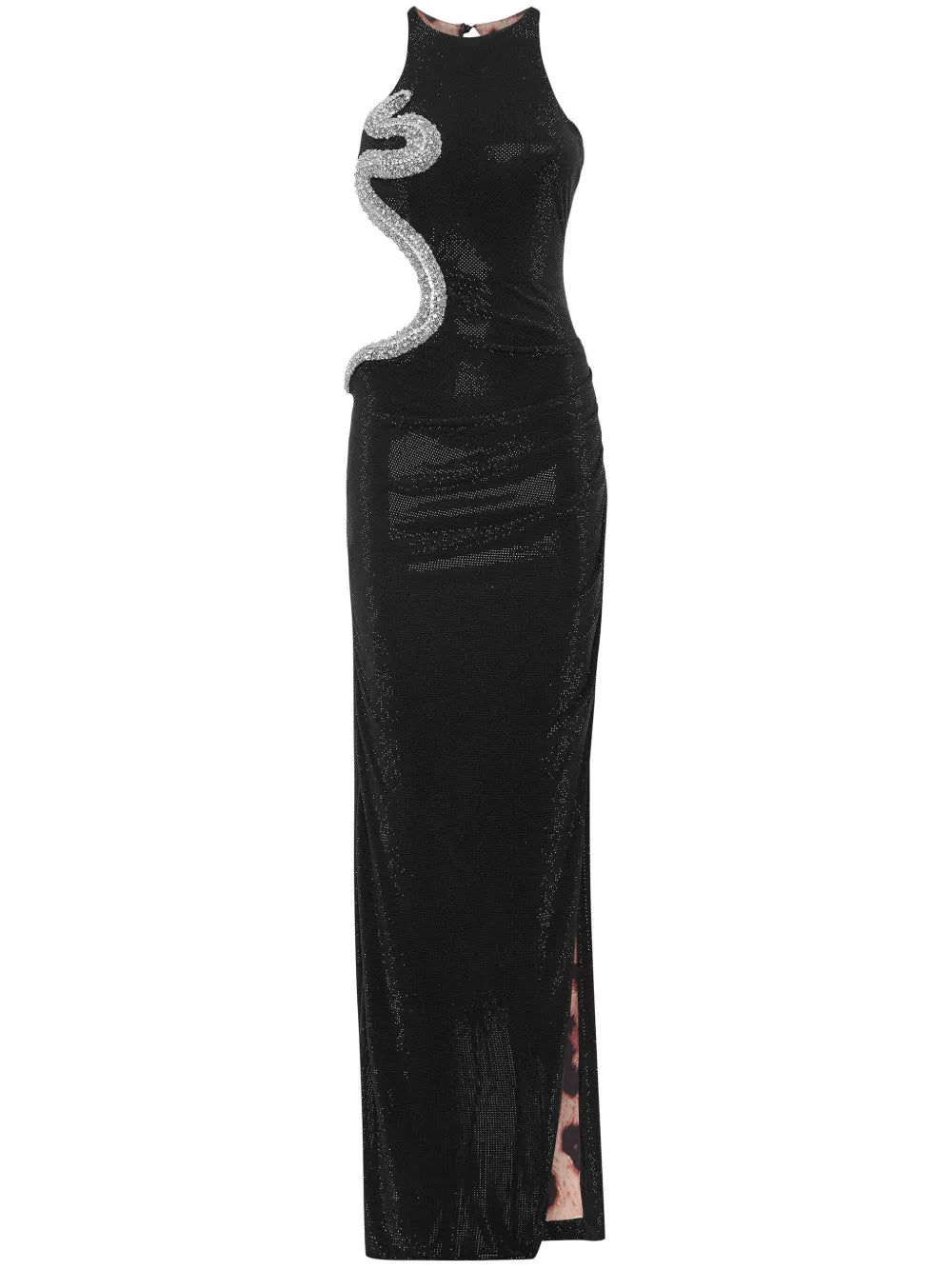 Philipp Plein Crystal Embellished Cut Out Detail Maxi Dress