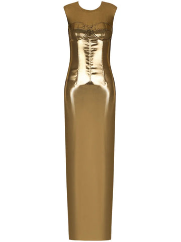 Dolce Gabbana Metallic Bustier Maxi Dress