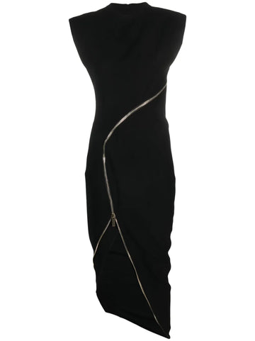 Genny Zip Up Asymmetric Midi Dress