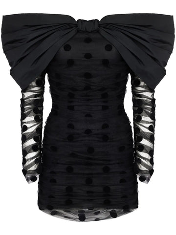 Nina Ricci Oversized Bow Neckline Tulle Dress