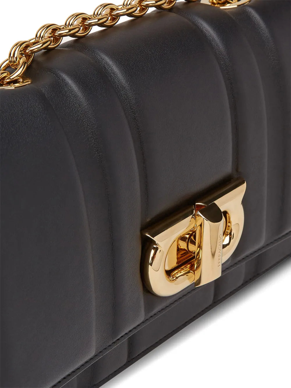 Ferragamo Gancini Plaque Leather Shoulder Bag