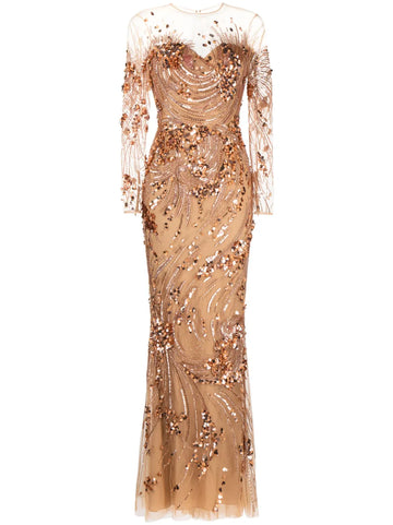 Zuhair Murad Sequin Embellished Maxi Gown Dress