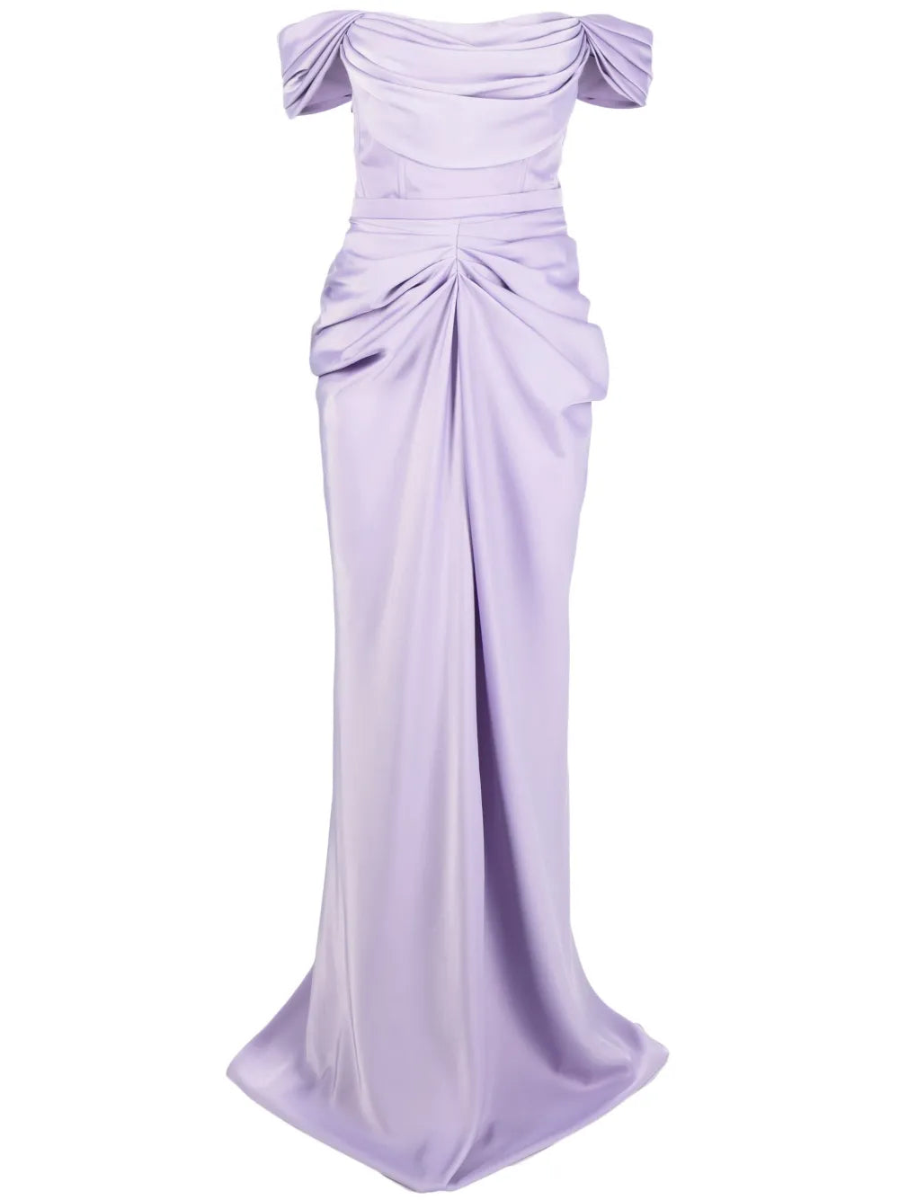 Ana Radu Off Shoulder Satin Maxi Dress
