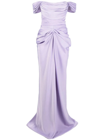 Ana Radu Off Shoulder Satin Maxi Dress