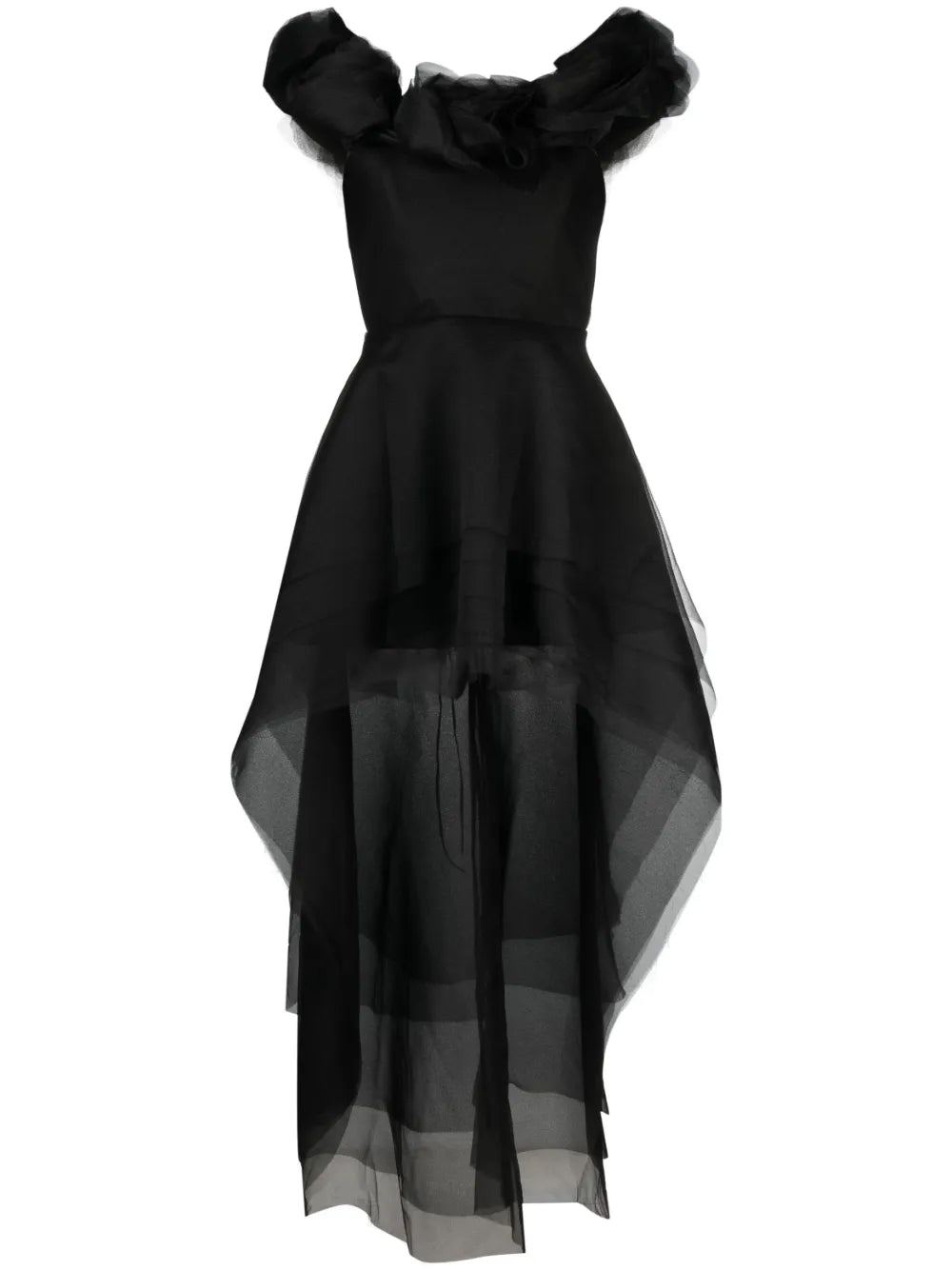 Ana Radu Floral Applique Organza Layered Dress
