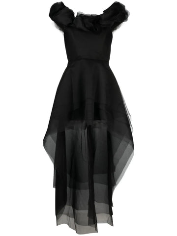Ana Radu Floral Applique Organza Layered Dress